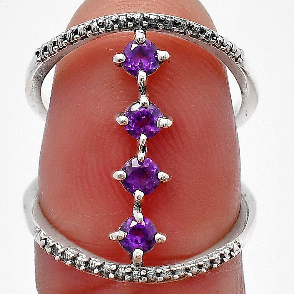Elegant 4 Stone Double Band Ring 925 Sterling Silver Handmade Jewelry DGR1126 R-1247