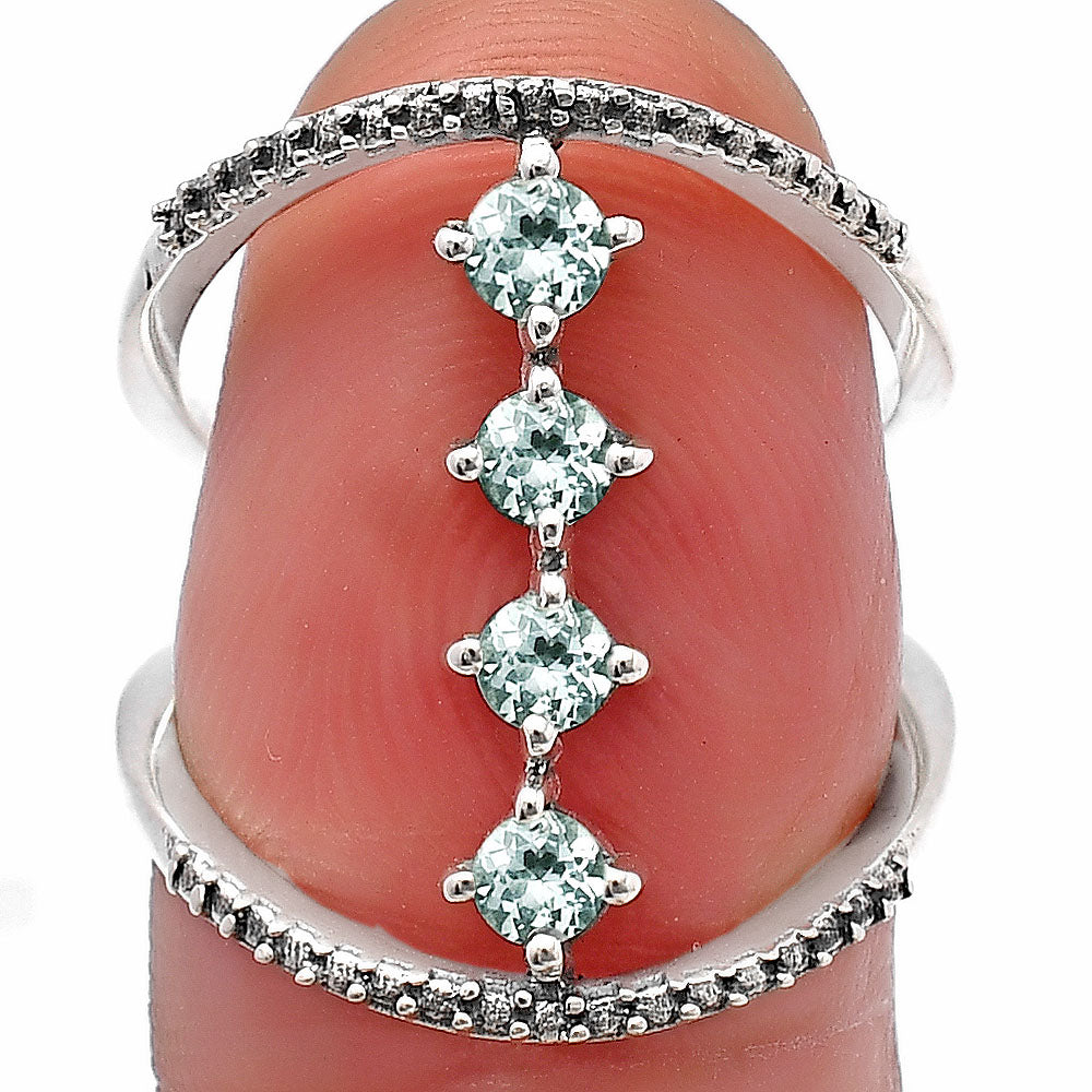 Elegant 4 Stone Double Band Ring 925 Sterling Silver Handmade Jewelry DGR1126 R-1247