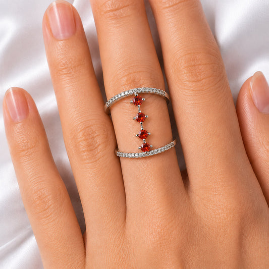 Elegant 4 Stone Double Band Ring 925 Sterling Silver Handmade Jewelry DGR1126 R-1247