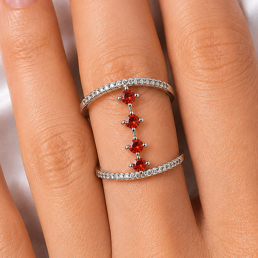 Elegant 4 Stone Double Band Ring 925 Sterling Silver Handmade Jewelry DGR1126 R-1247