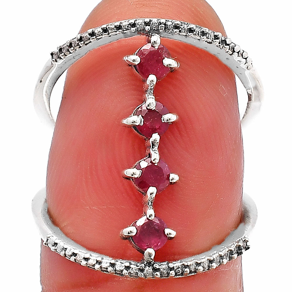 Elegant 4 Stone Double Band Ring 925 Sterling Silver Handmade Jewelry DGR1126 R-1247