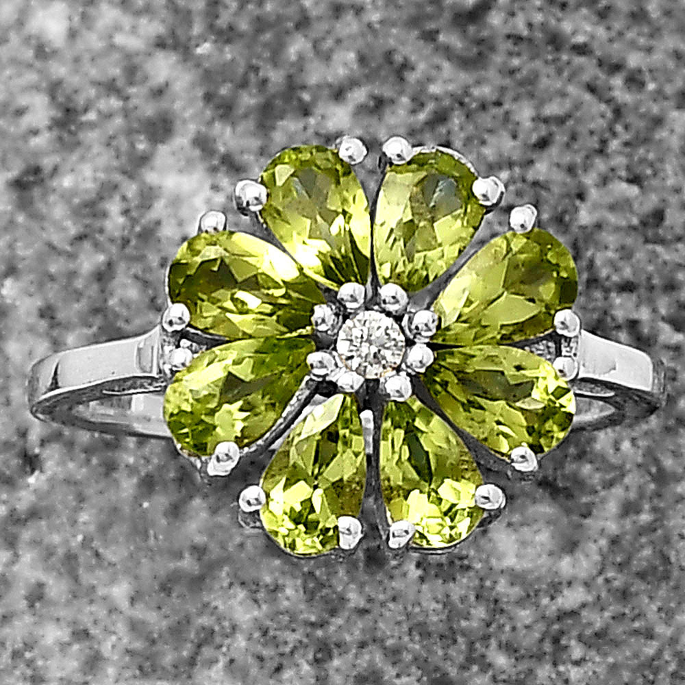 Multi Gemstone Flower Cluster Daisy Ring 925 Sterling Silver for Women DGR1127 R-1031
