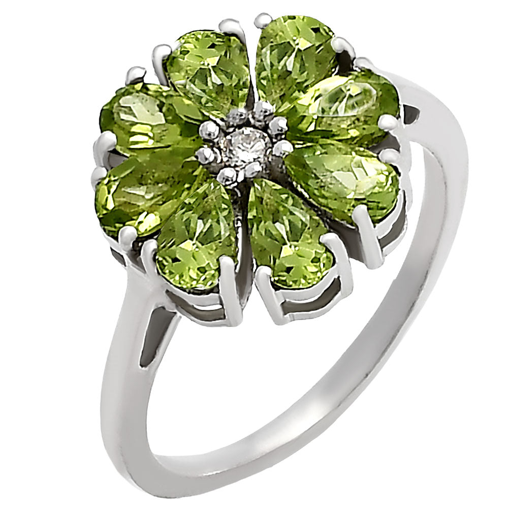 Multi Gemstone Flower Cluster Daisy Ring 925 Sterling Silver for Women DGR1127 R-1031