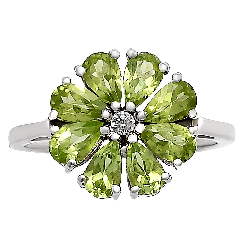 Multi Gemstone Flower Cluster Daisy Ring 925 Sterling Silver for Women DGR1127 R-1031