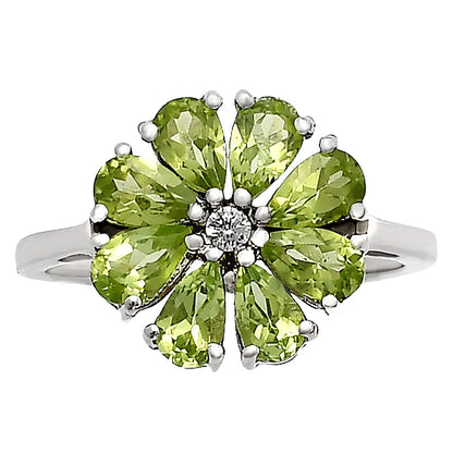 Multi Gemstone Flower Cluster Daisy Ring 925 Sterling Silver for Women DGR1127 R-1031
