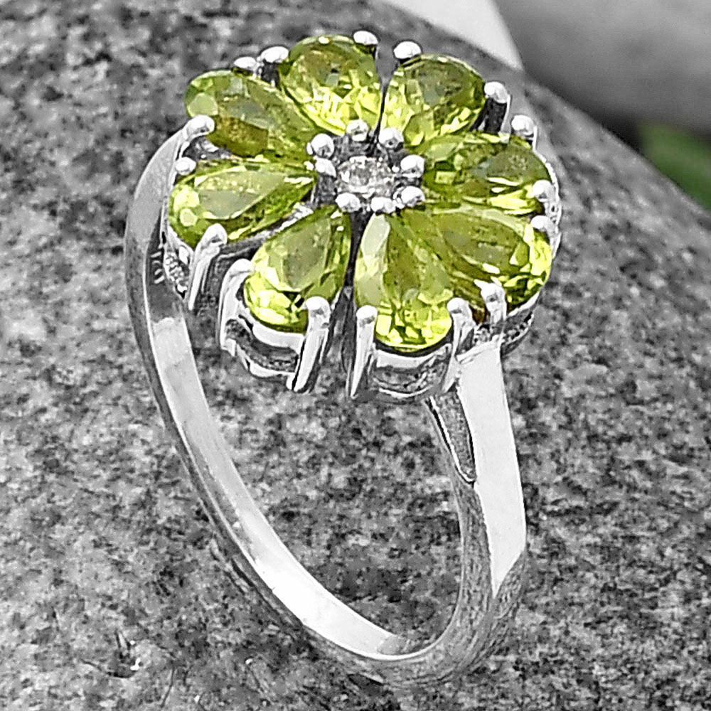 Multi Gemstone Flower Cluster Daisy Ring 925 Sterling Silver for Women DGR1127 R-1031
