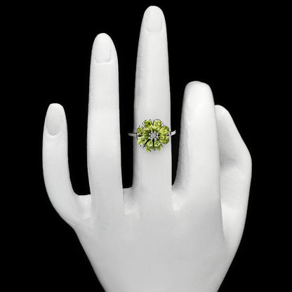 Multi Gemstone Flower Cluster Daisy Ring 925 Sterling Silver for Women DGR1127 R-1031