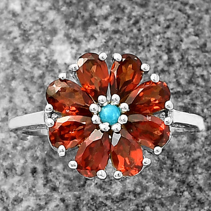 Multi Gemstone Flower Cluster Daisy Ring 925 Sterling Silver for Women DGR1127 R-1031