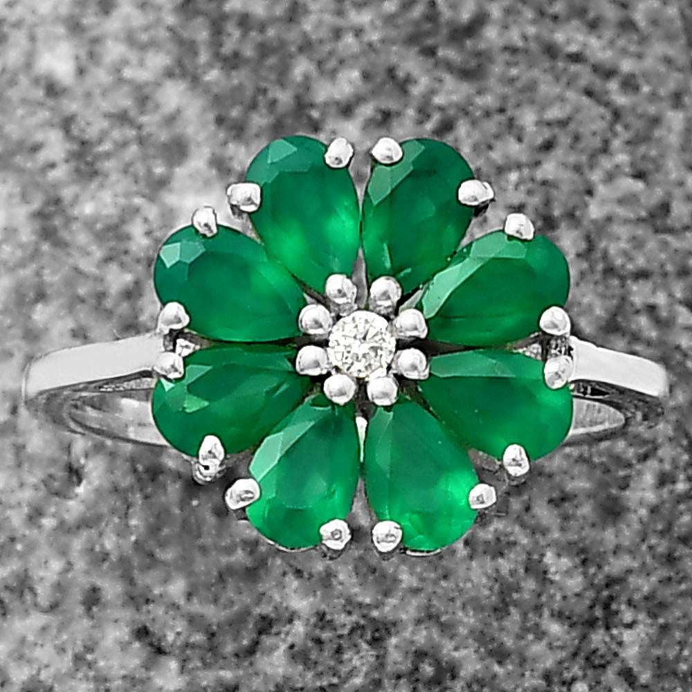 Multi Gemstone Flower Cluster Daisy Ring 925 Sterling Silver for Women DGR1127 R-1031
