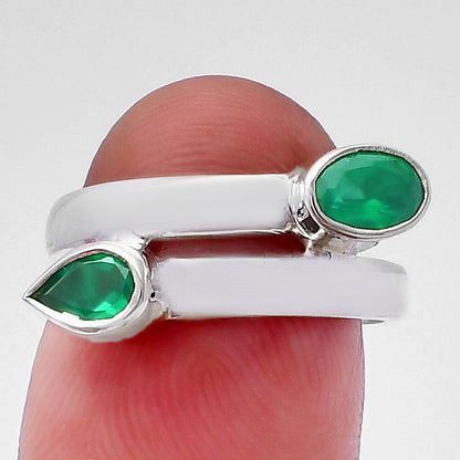 Double Natural Gemstone Ring 925 Sterling Silver Handmade Jewelry DGR1128 R-1190