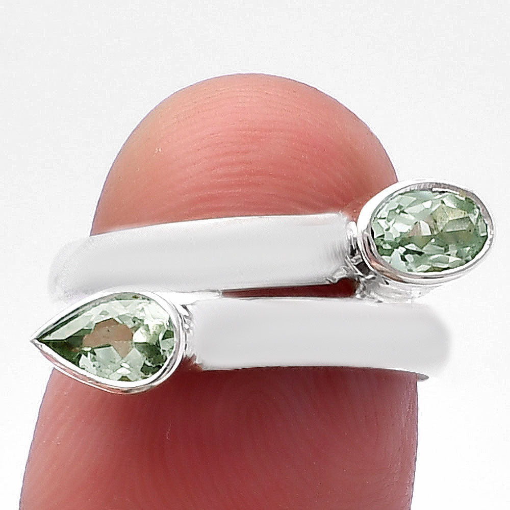 Double Natural Gemstone Ring 925 Sterling Silver Handmade Jewelry DGR1128 R-1190