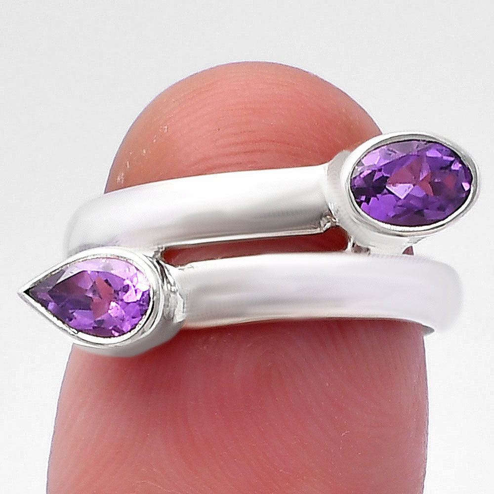 Double Natural Gemstone Ring 925 Sterling Silver Handmade Jewelry DGR1128 R-1190