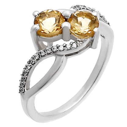 Two Stone Gemstone Ring with CZ Detail 925 Sterling Silver Fine Jewelry DGR1130 R-1033