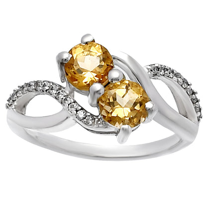 Two Stone Gemstone Ring with CZ Detail 925 Sterling Silver Fine Jewelry DGR1130 R-1033