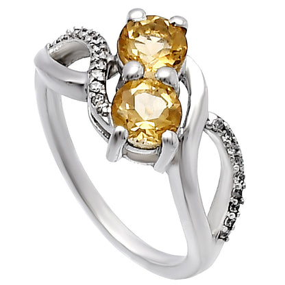 Two Stone Gemstone Ring with CZ Detail 925 Sterling Silver Fine Jewelry DGR1130 R-1033