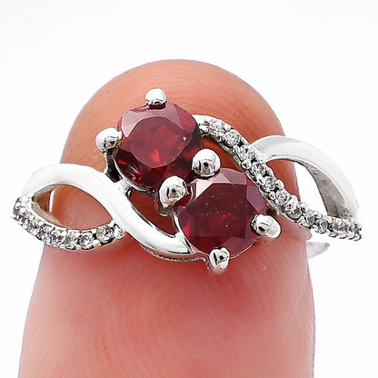 Two Stone Gemstone Ring with CZ Detail 925 Sterling Silver Fine Jewelry DGR1130 R-1033