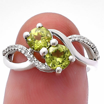 Two Stone Gemstone Ring with CZ Detail 925 Sterling Silver Fine Jewelry DGR1130 R-1033
