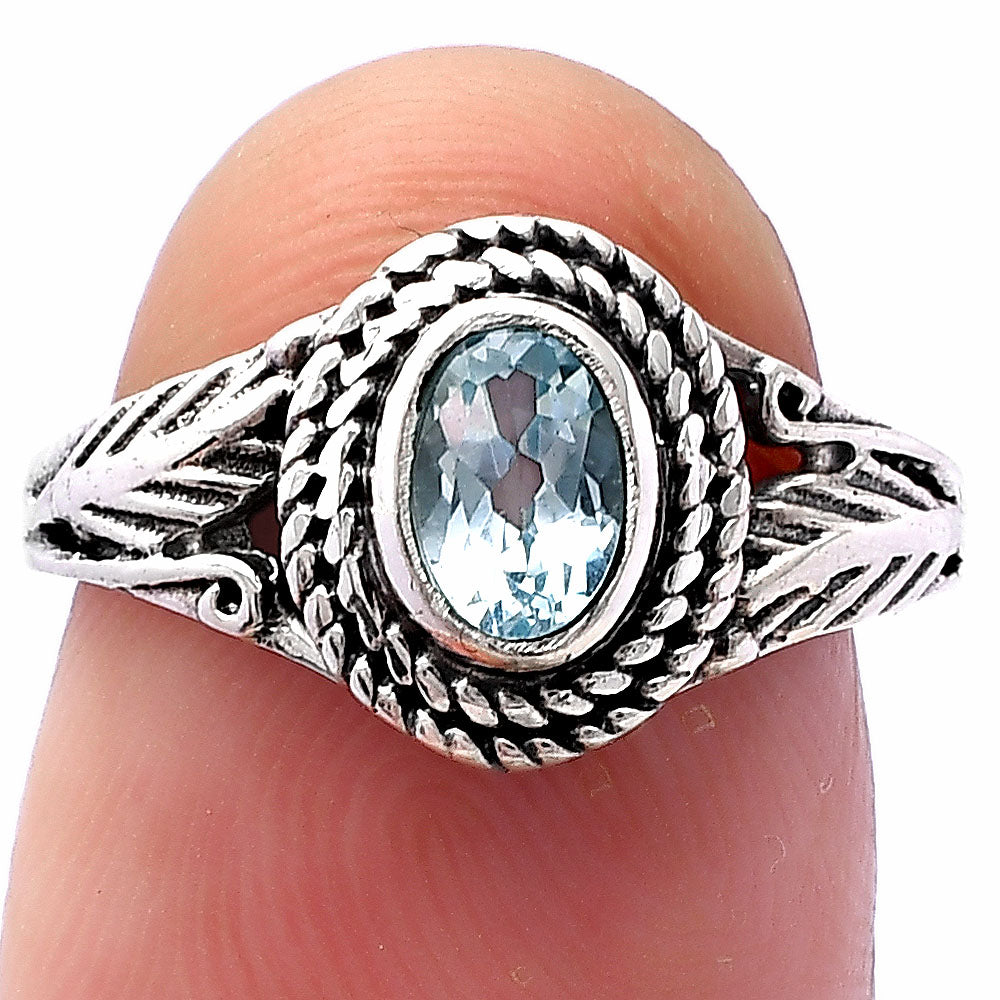 Rope Design Oval Natural Gemstone Ring 925 Silver Boho Vintage Style DGR1131 R-1044