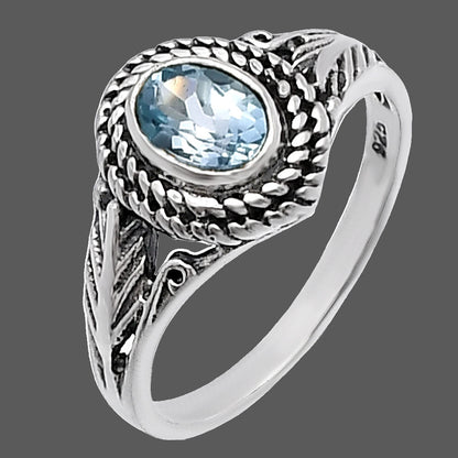 Rope Design Oval Natural Gemstone Ring 925 Silver Boho Vintage Style DGR1131 R-1044