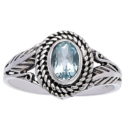 Rope Design Oval Natural Gemstone Ring 925 Silver Boho Vintage Style DGR1131 R-1044