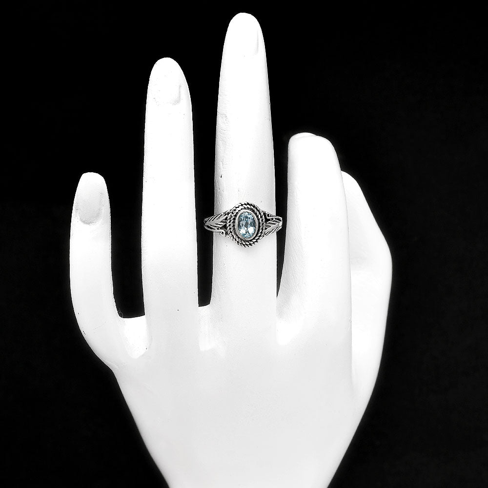 Rope Design Oval Natural Gemstone Ring 925 Silver Boho Vintage Style DGR1131 R-1044