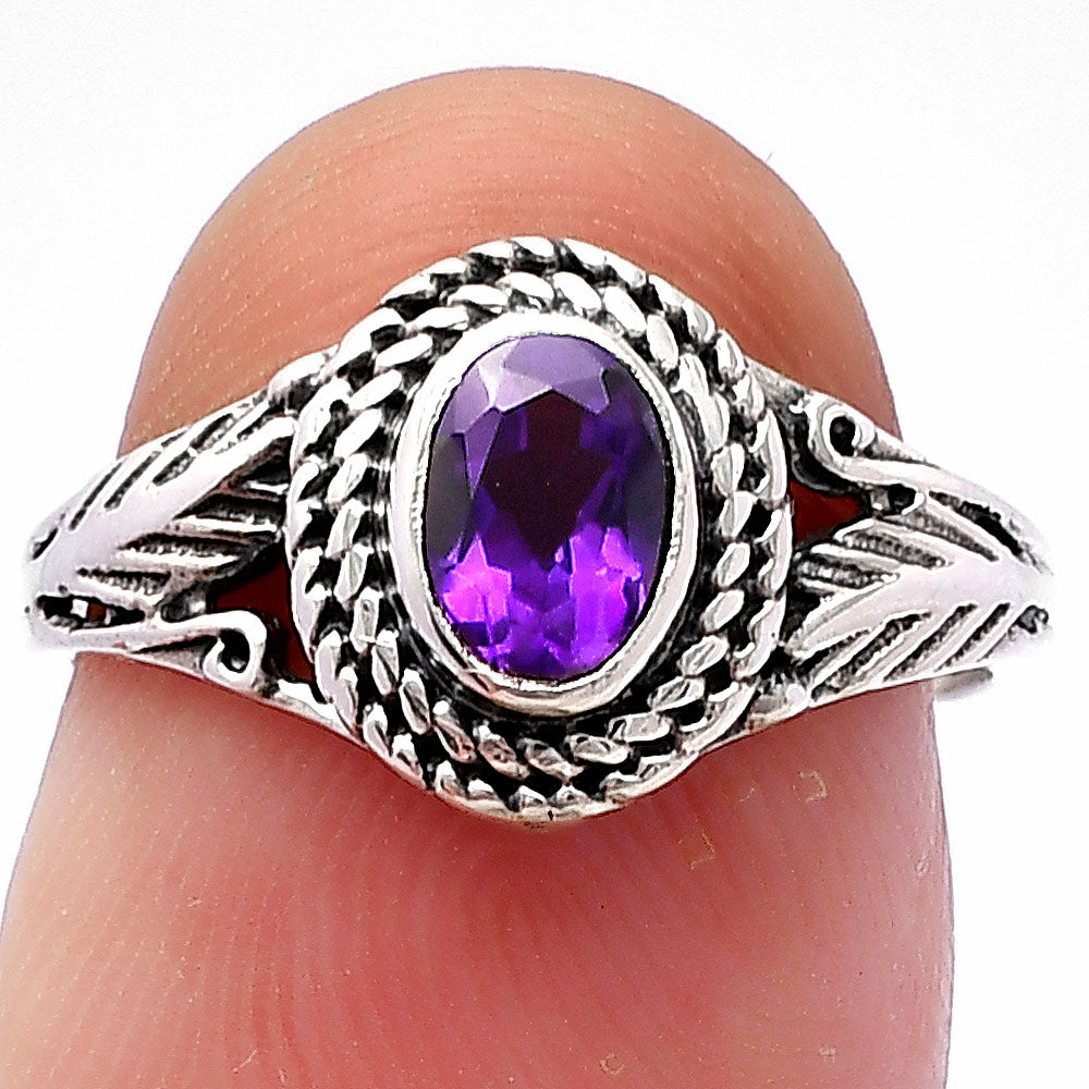 Rope Design Oval Natural Gemstone Ring 925 Silver Boho Vintage Style DGR1131 R-1044