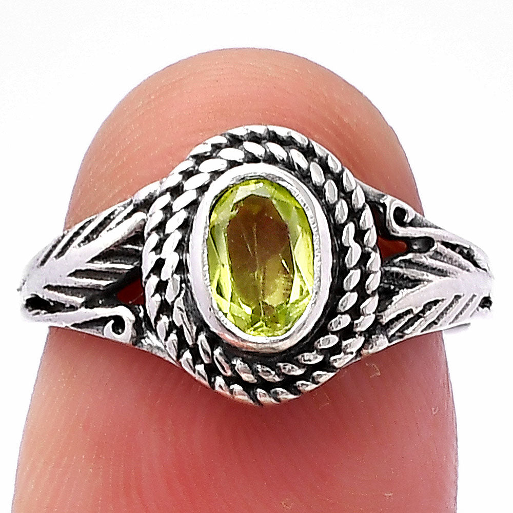 Rope Design Oval Natural Gemstone Ring 925 Silver Boho Vintage Style DGR1131 R-1044