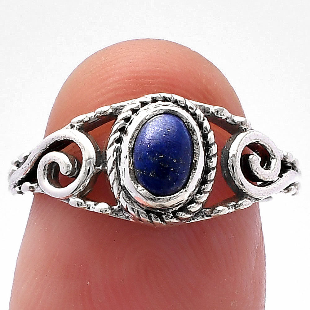 925 Sterling Silver Oval Gemstone Swirl Pattern Handmade Ring Jewelry DGR1132 R-1043