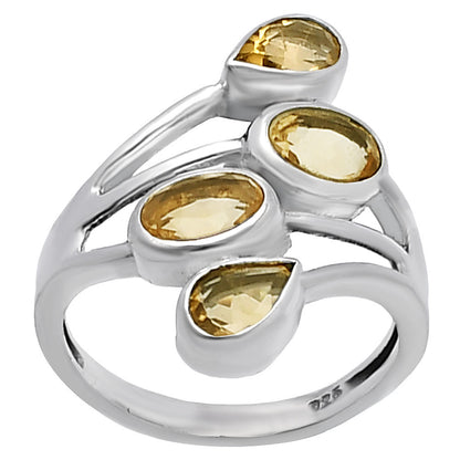 925 Sterling Silver Natural Multi Gemstone Ring with Oval & Pear Stones DGR1133 R-1053