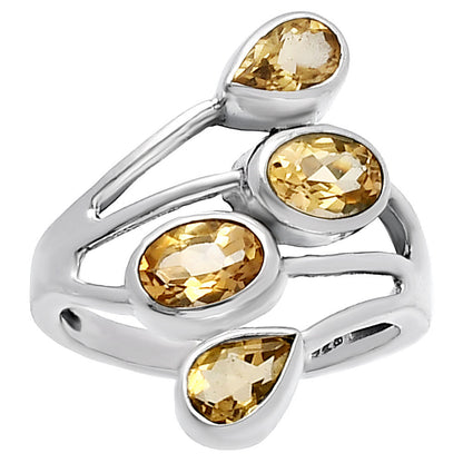 925 Sterling Silver Natural Multi Gemstone Ring with Oval & Pear Stones DGR1133 R-1053