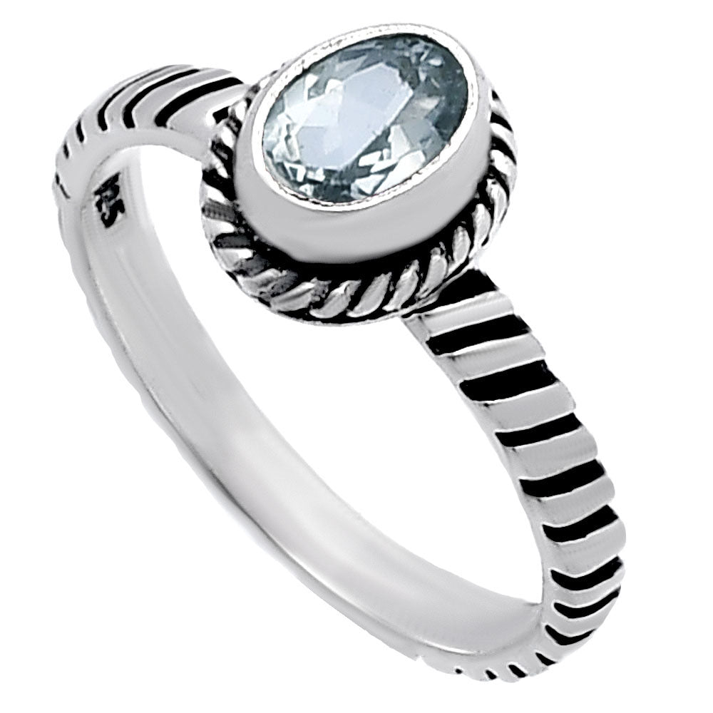 Handmade Oval Gemstone Ring, Twisted Rope 925 Sterling Silver Band DGR1134 R-1045