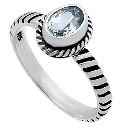 Handmade Oval Gemstone Ring, Twisted Rope 925 Sterling Silver Band DGR1134 R-1045