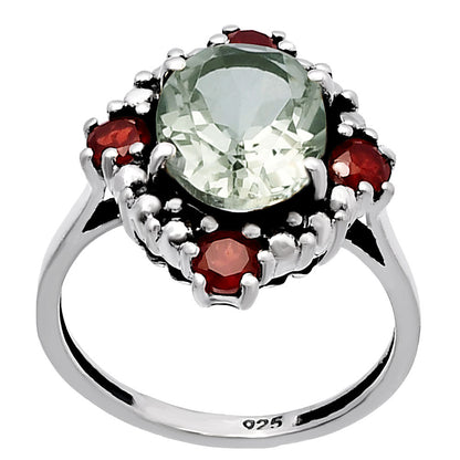 Multi Stone Oval Gemstone Halo Ring 925 Sterling Silver Handmade Jewelry DGR1135 R-1017