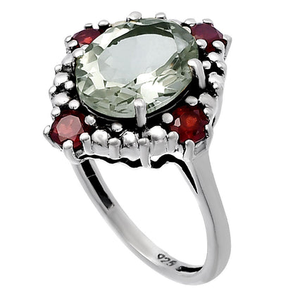 Multi Stone Oval Gemstone Halo Ring 925 Sterling Silver Handmade Jewelry DGR1135 R-1017