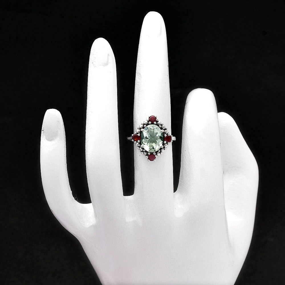 Multi Stone Oval Gemstone Halo Ring 925 Sterling Silver Handmade Jewelry DGR1135 R-1017