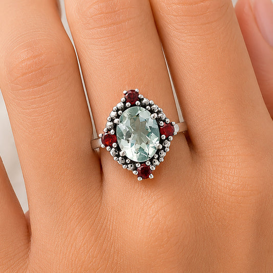 Multi Stone Oval Gemstone Halo Ring 925 Sterling Silver Handmade Jewelry DGR1135 R-1017