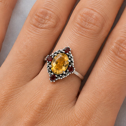 Multi Stone Oval Gemstone Halo Ring 925 Sterling Silver Handmade Jewelry DGR1135 R-1017