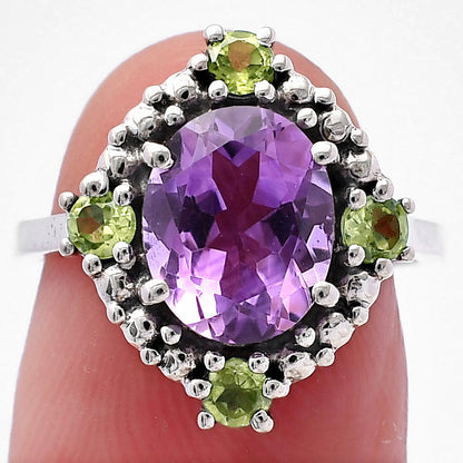 Multi Stone Oval Gemstone Halo Ring 925 Sterling Silver Handmade Jewelry DGR1135 R-1017