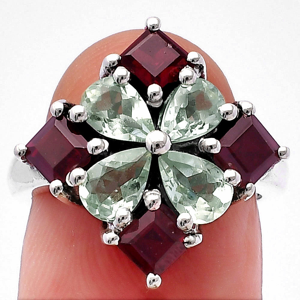 Floral Natural Multi Gemstone Ring 925 Sterling Silver Handmade Jewelry DGR1137 R-1021