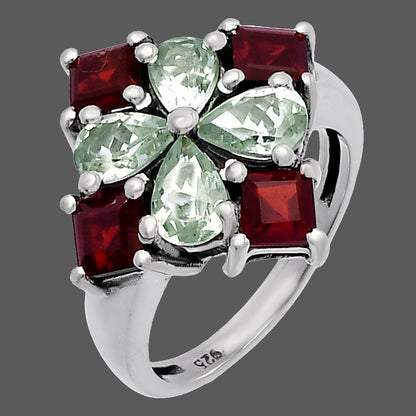 Floral Natural Multi Gemstone Ring 925 Sterling Silver Handmade Jewelry DGR1137 R-1021