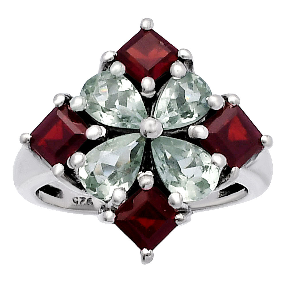 Floral Natural Multi Gemstone Ring 925 Sterling Silver Handmade Jewelry DGR1137 R-1021