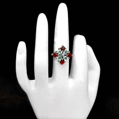 Floral Natural Multi Gemstone Ring 925 Sterling Silver Handmade Jewelry DGR1137 R-1021