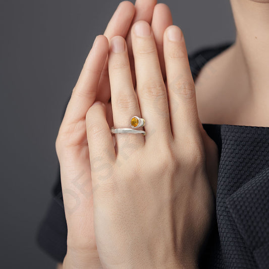 Two Tone Natural Birth Gemstone Band Spiral Ring 925 Silver Gold Accent DGR1138 R-1248