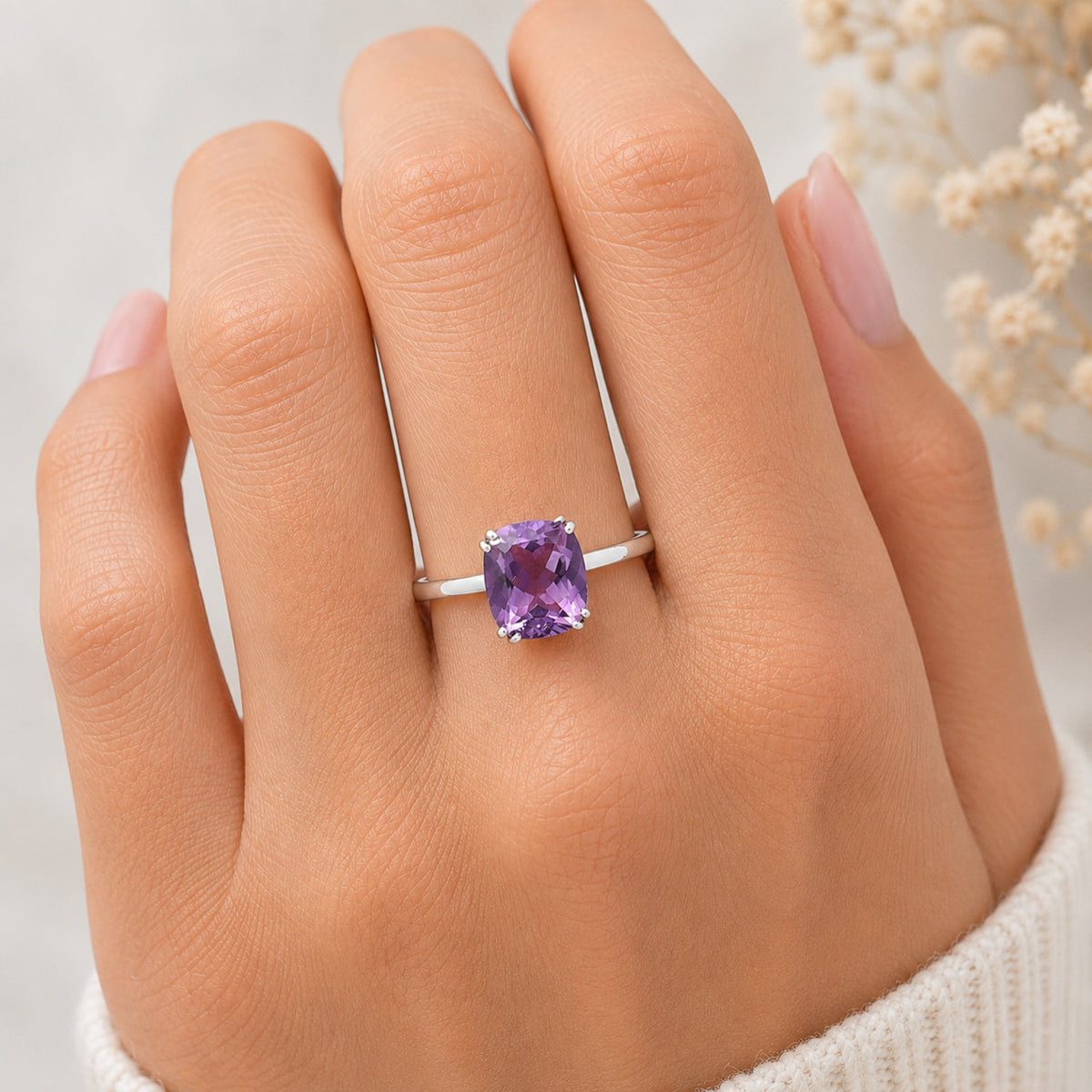 Elegant Cushion Cut Gemstone Ring 925 Sterling Silver Handmade Jewelry DGR1139 R-1020