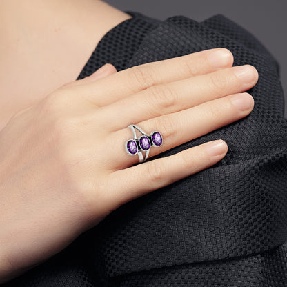 Three Stone Natural Gemstone Ring 925 Sterling Silver Handmade Jewelry DGR1140 R-1263