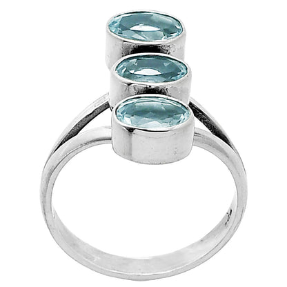 Three Stone Natural Gemstone Ring 925 Sterling Silver Handmade Jewelry DGR1140 R-1263