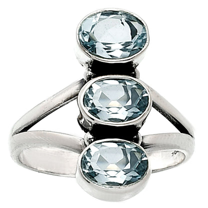 Three Stone Natural Gemstone Ring 925 Sterling Silver Handmade Jewelry DGR1140 R-1263