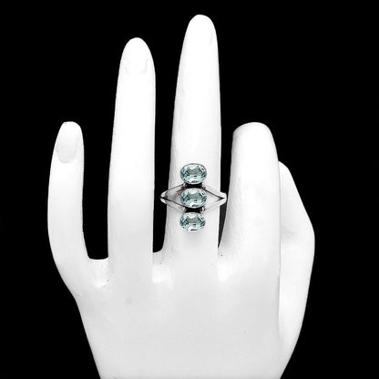 Three Stone Natural Gemstone Ring 925 Sterling Silver Handmade Jewelry DGR1140 R-1263