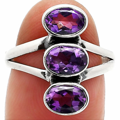 Three Stone Natural Gemstone Ring 925 Sterling Silver Handmade Jewelry DGR1140 R-1263