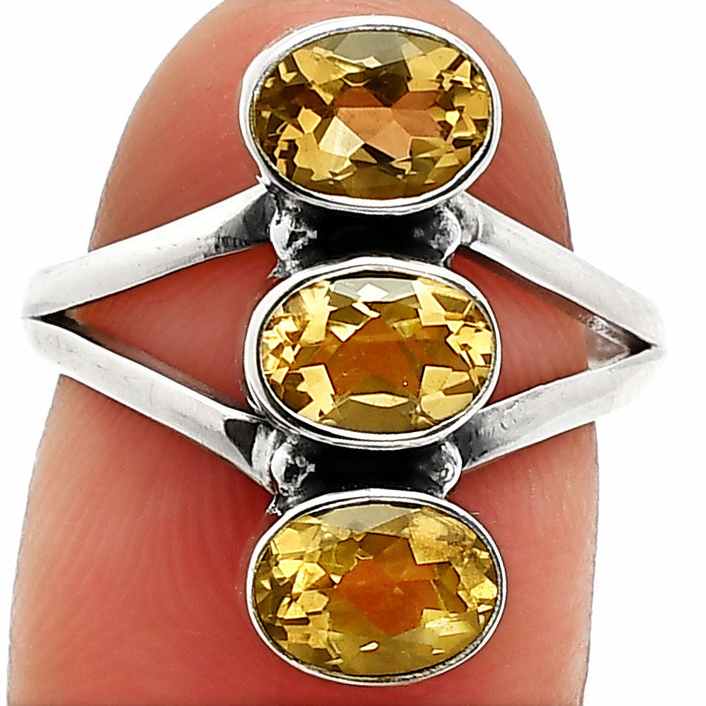 Three Stone Natural Gemstone Ring 925 Sterling Silver Handmade Jewelry DGR1140 R-1263